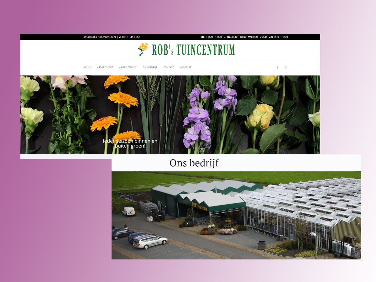 wordpress website Rob's Tuincentrum