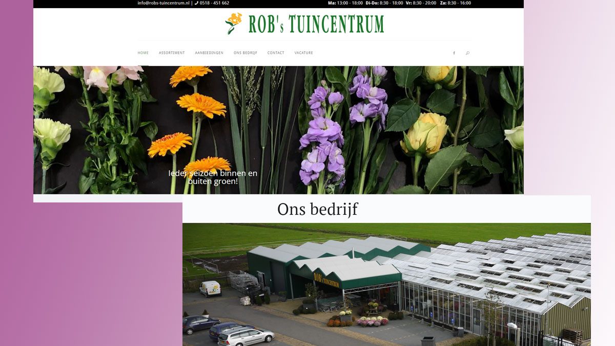 wordpress website Rob's Tuincentrum
